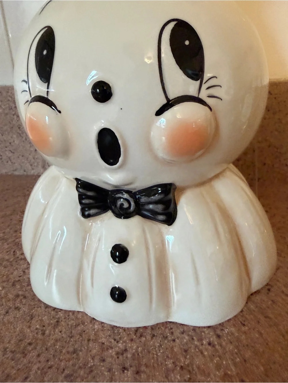 New Johanna Parker Retro Halloween Ceramic Ghost Cookie Jar Canister Large B/W